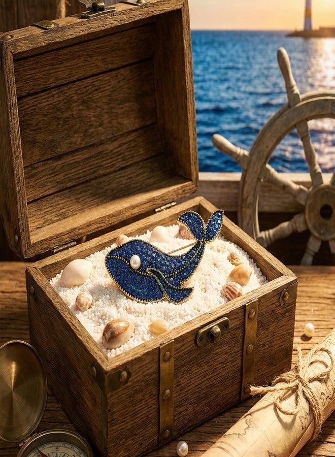 OMID Elegant Blue Crystal Whale Brooch Pin - Gold-Plated Ocean-Inspired Jewelry Accessory - Image 4