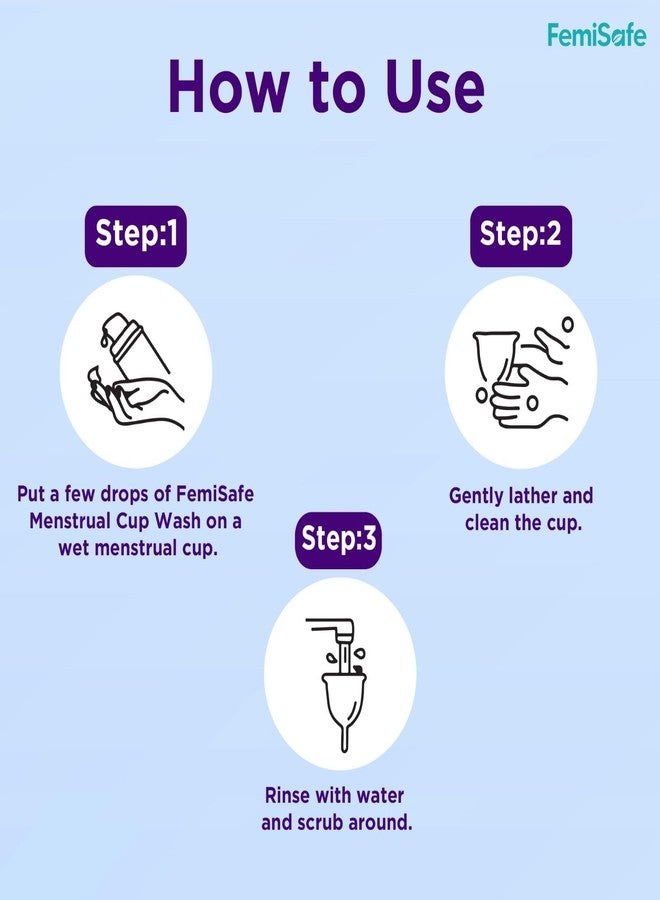 FemiSafe Menstrual Cup Wash 100ml |Natural & Herbal Formula for Cup Hygiene | pH-Balanced, Paraben-Free & Anti-Microbial | Eliminates Odour & Maintains Menstrual Cup Cleanliness - Image 4