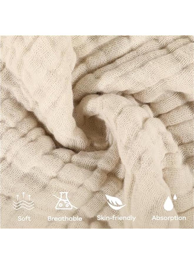 Muslin Baby Washcloths 100% Cotton Face Towels 10 Pack Wash Cloths for Baby 12x12in Soft and Absorbent Baby Wipes (Apricot) - Image 2