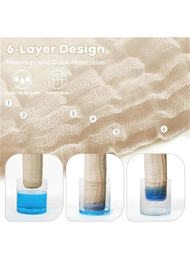 Muslin Baby Washcloths 100% Cotton Face Towels 10 Pack Wash Cloths for Baby 12x12in Soft and Absorbent Baby Wipes (Apricot) - Image 4