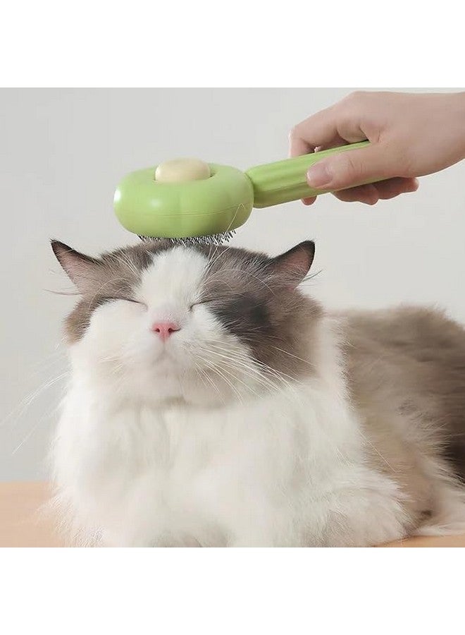 VAYINATO Sunflower Shaped One Click Pet Hair Removal And Massaging Stainless Steel Brush Comb With Skin Safe Tip For Both Dogs And Cat Grooming, Self Cleaning Pet Hair Shedding Tool (Green) - Image 2