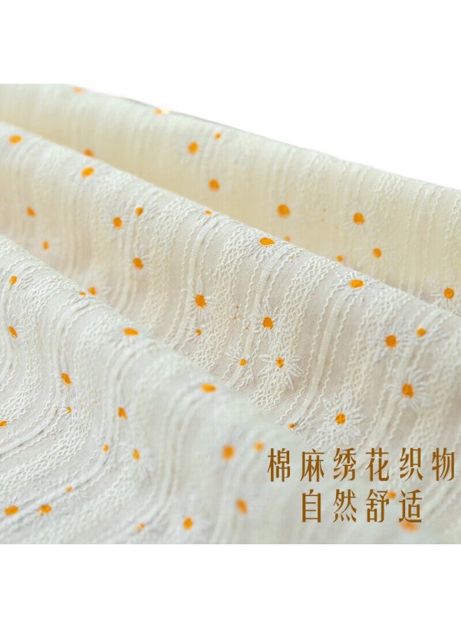 Avivi Aiwei Linen Tablecloth, Fabric Dining Table Cover, Coffee Table Cloth, Desk Mat, Rectangular Table Mat, 140*180, Yellow, Small Daisy Pattern - Image 2