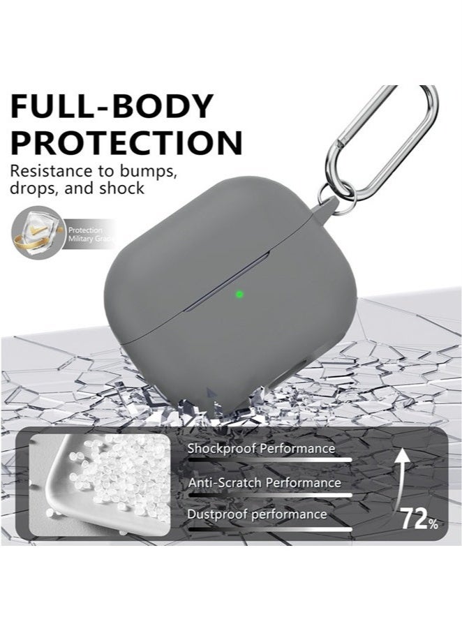 KENSUO Samsung Galaxy Buds 3 & Pro Case Cover with Cleaner Kit, Soft Silicone Case with Carabiner(Grey) - Image 4