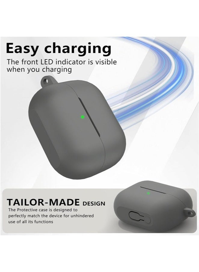 KENSUO Samsung Galaxy Buds 3 & Pro Case Cover with Cleaner Kit, Soft Silicone Case with Carabiner(Grey) - Image 5
