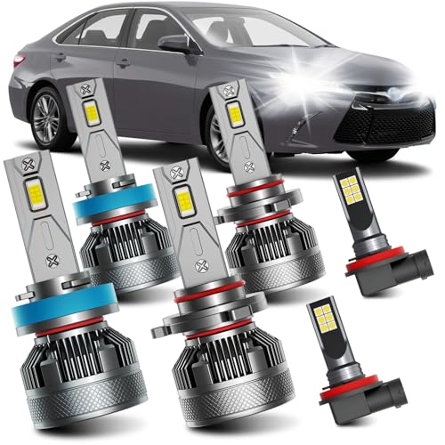 AWALITED Fits for 2007-2018 Toyota Camry High Low Beam Fog Lights Bulbs Combo, 6000K White Plug-and-Play Super Bright Light Bulbs, Pack of 6 - Image 2