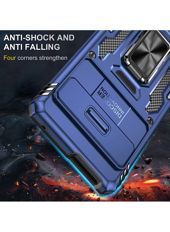 روك بو جراب Pixel 7 Pro مع غطاء للكاميرا ومسند ، جراب واقٍ مغناطيسي مدمج بزاوية 360 درجة وحامل حلقي لهاتف Google Pixel 7 Pro Blue - Image 2