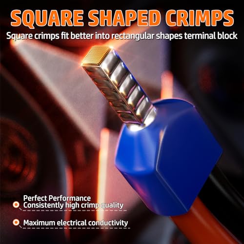 PEBA Ferrule Crimping Tool Kit, 21 Sizes Tinned Copper Wire Ferrules, Square Ratcheting Crimper AWG 28–7, Self-Adjusting Electrical Crimp Tool with Double-Layer Storage Case for Professional Wiring - Image 5