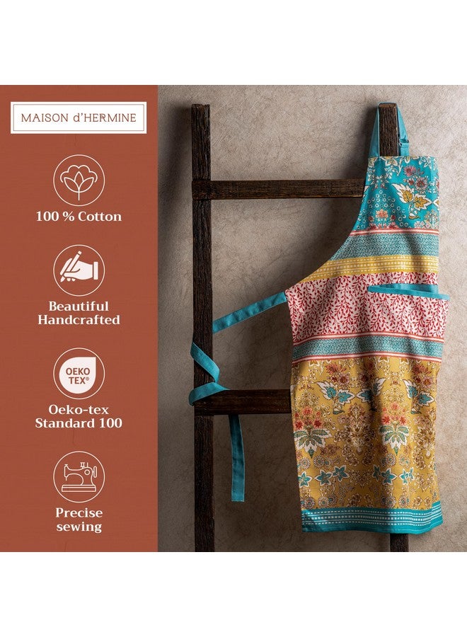 Maison d' Hermine Apron for women with Pocket 100% Cotton 27.50"x31.50" 1 Piece Adjustable Neck Strap & long ties Apron Men, Chef, Wedding, Cooking, Gardening, Server Spring/Summer (Marquise) - Image 2