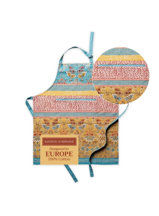 Maison d' Hermine Apron for women with Pocket 100% Cotton 27.50"x31.50" 1 Piece Adjustable Neck Strap & long ties Apron Men, Chef, Wedding, Cooking, Gardening, Server Spring/Summer (Marquise) - Image 1