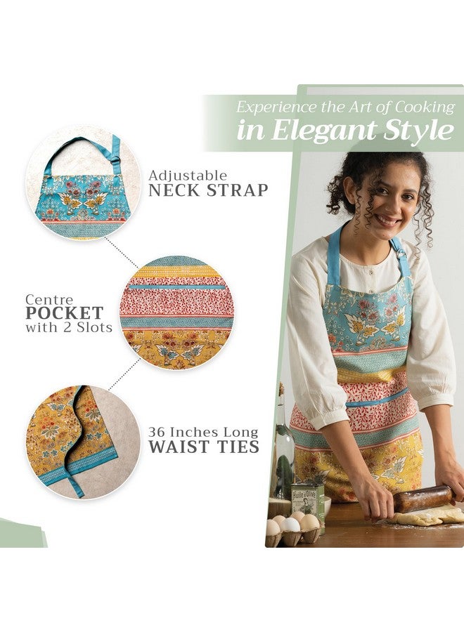 Maison d' Hermine Apron for women with Pocket 100% Cotton 27.50"x31.50" 1 Piece Adjustable Neck Strap & long ties Apron Men, Chef, Wedding, Cooking, Gardening, Server Spring/Summer (Marquise) - Image 5