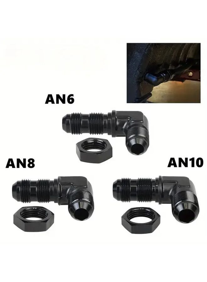 AN10 90 Degree Flare Union Bulkhead Fitting Adapter With Nut For Tab Or Wire Wall - Image 2
