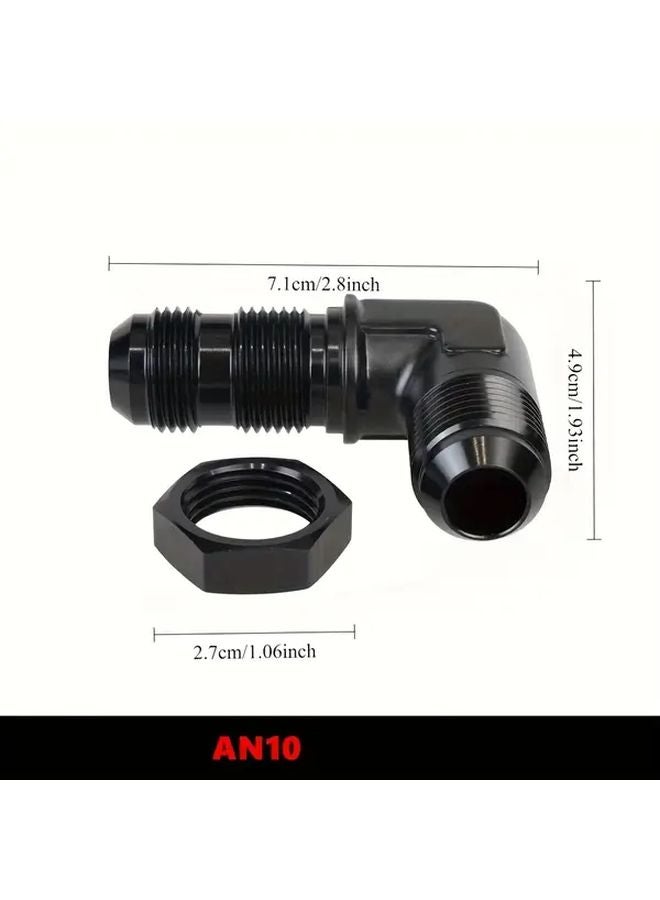 AN10 90 Degree Flare Union Bulkhead Fitting Adapter With Nut For Tab Or Wire Wall - Image 1