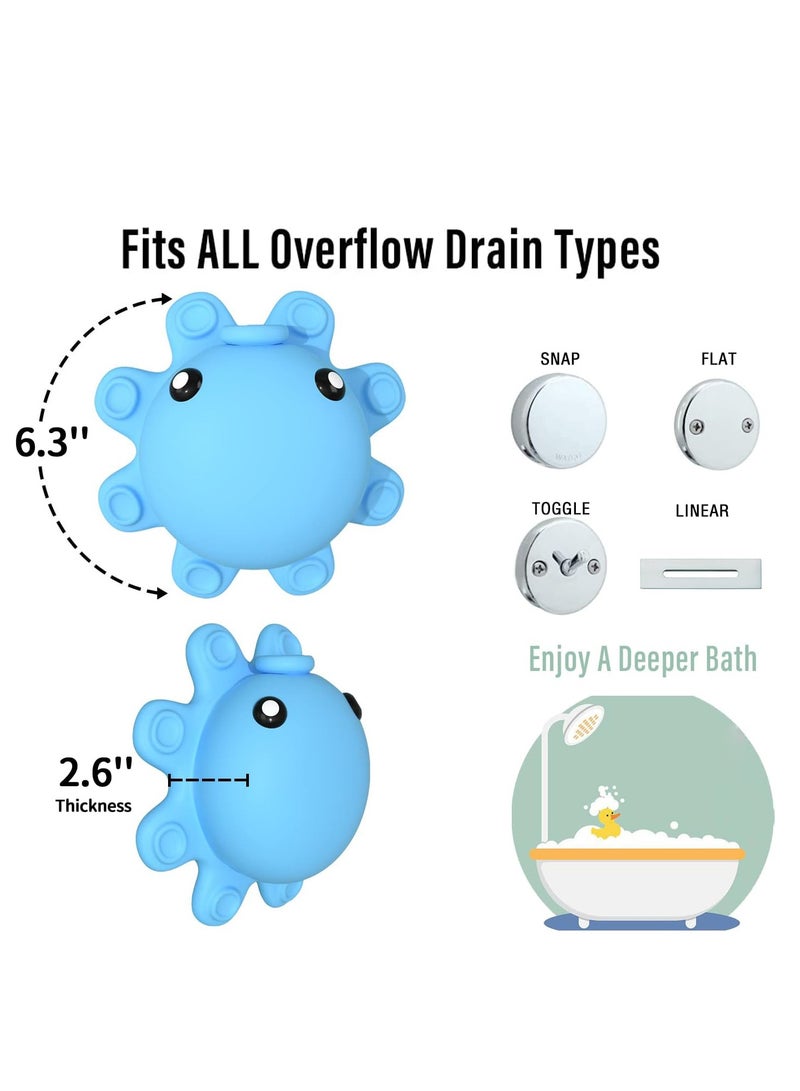 Bath Tub Overflow Drain Cover, Bathtub Drain Cover, Silicone Bathtub Overflow Cover with Suction Cups, Tub Overflow Drain Stopper Adds Inches of Water for Deeper Bath  - Image 5