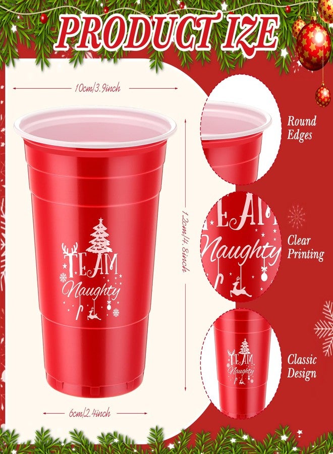 Sliner 30 Pcs 16 oz Christmas Disposable Cups Bulk Christmas Plastic Coffee Cups Christmas Team Naughty or Nice Plastic Cups Disposable Christmas Drinking Cups for Christmas Party Drinks Supplies - Image 2