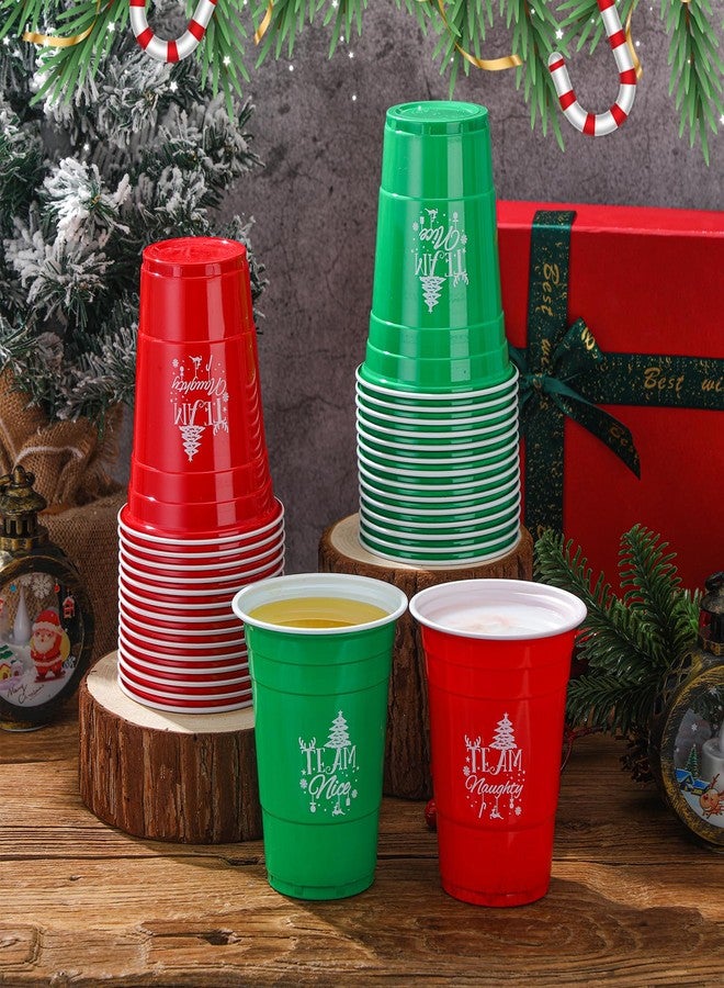 Sliner 30 Pcs 16 oz Christmas Disposable Cups Bulk Christmas Plastic Coffee Cups Christmas Team Naughty or Nice Plastic Cups Disposable Christmas Drinking Cups for Christmas Party Drinks Supplies - Image 4