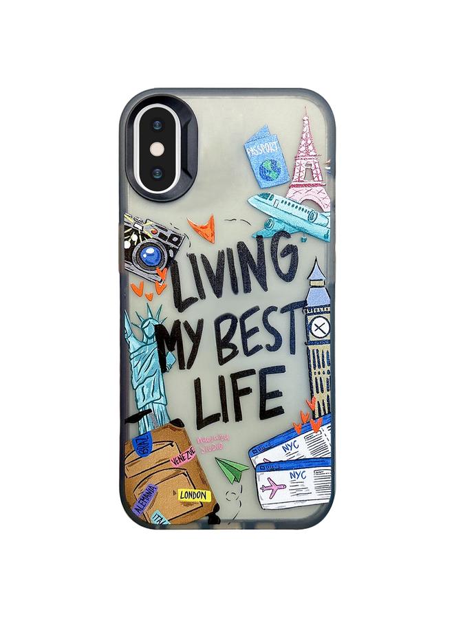 اس-توب جراب لهاتف iPhone XS Max مصنوع من مادة TPU + PC مع رسومات ملونة - Image 1
