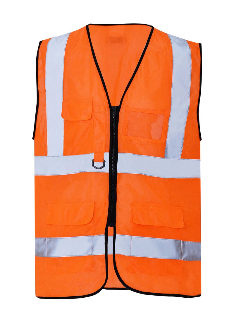 Secure Wear High Visibility Reflective Safety Vest Durable Polyester Material 3 Pockets with ID Window for Construction Sports and Industrial Work - Image 1