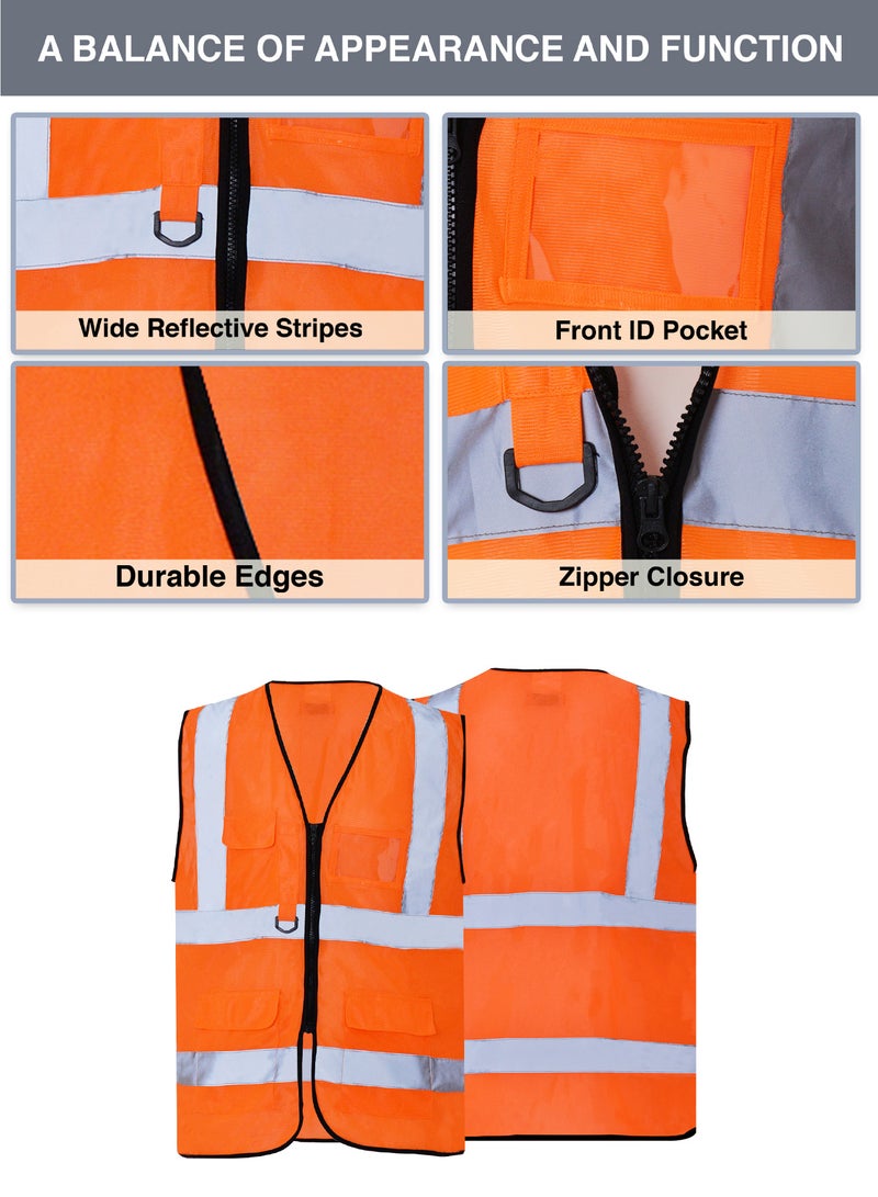Secure Wear High Visibility Reflective Safety Vest Durable Polyester Material 3 Pockets with ID Window for Construction Sports and Industrial Work - Image 4