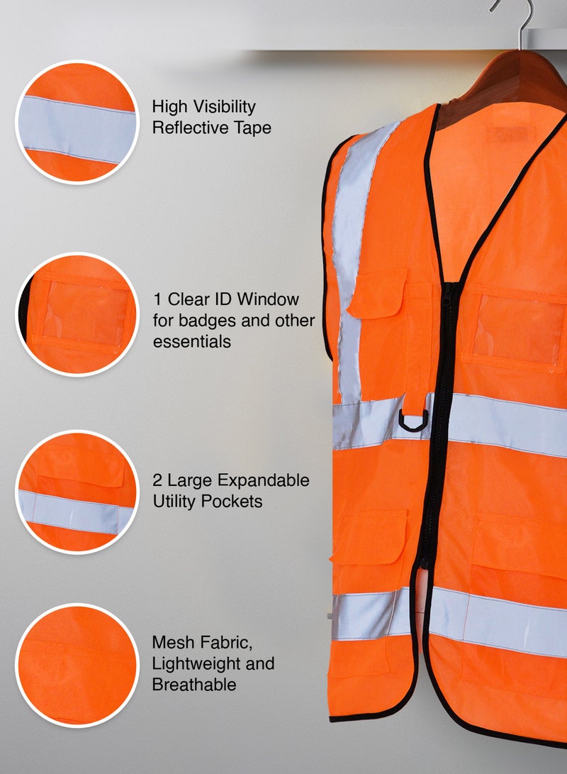 Secure Wear High Visibility Reflective Safety Vest Durable Polyester Material 3 Pockets with ID Window for Construction Sports and Industrial Work - Image 3