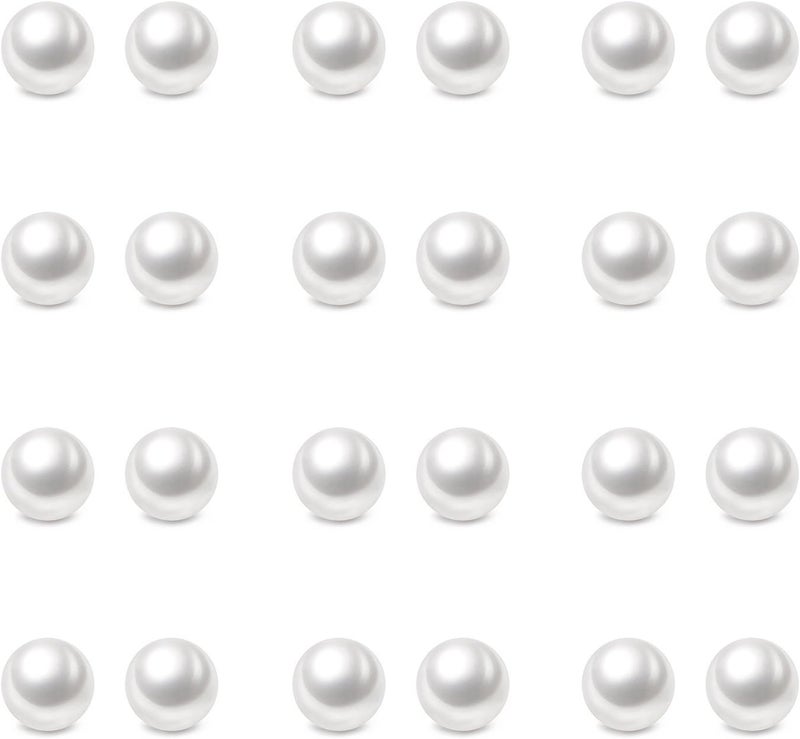 Charisma 6mm Composite Pearl Earrings Round Ball Pearls Stud Earrings Hypoallergenic 12 Pairs Imitation Pearl Earrings Set for Women - Image 1