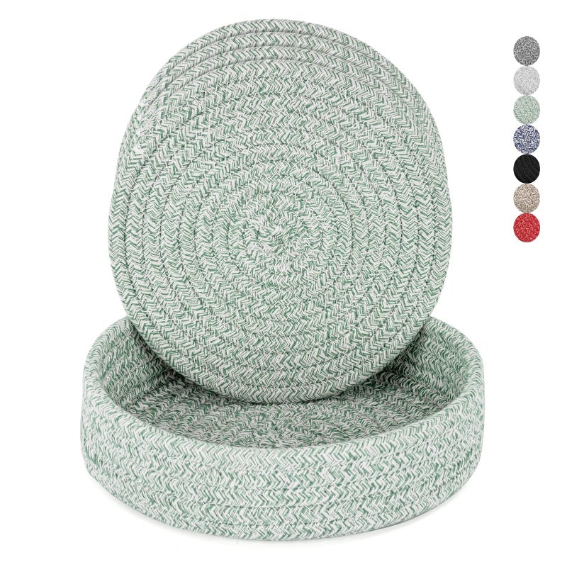 Trivets for Hot Dishes Pots and Pans Hot Pads with Storage Basket Pot Holders for Kitchen Heat Resistant Mat Protect Counter Home Essentials Farmhouse Decor Green 4 PCS