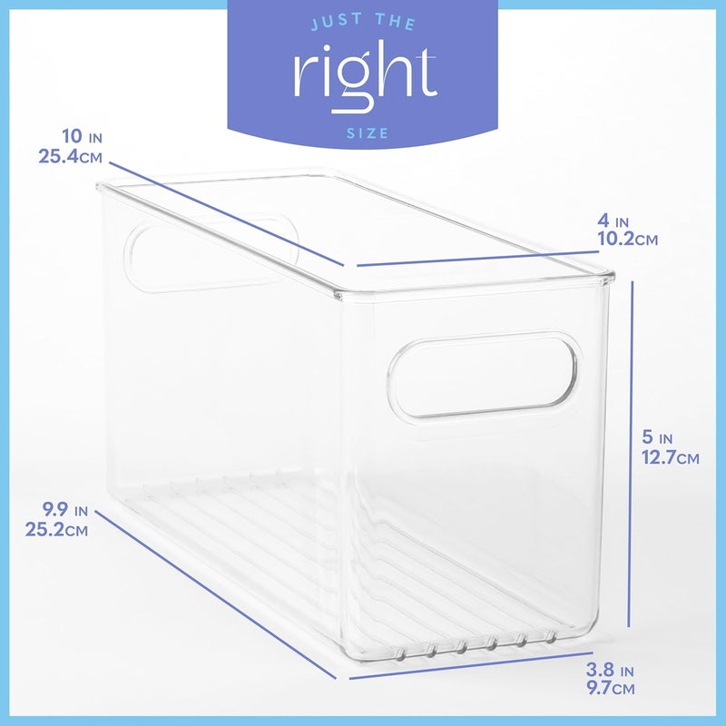 PrimeBox Plastic Food Storage 6 Pack Clear Container Bin with Handles for Organizing Kitchen, Pantry, Refrigerator, Freezer, Pantry, Cabinet, Closet, Bathroom. 10”x4”x5” - Image 3