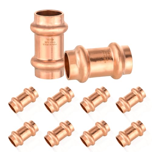 HeSun 10Pack HeSun 12 x 12 Copper Press Coupling with Stop P x P Press Fittings for Copper Tube ConnectionPRESS001 - Image 1