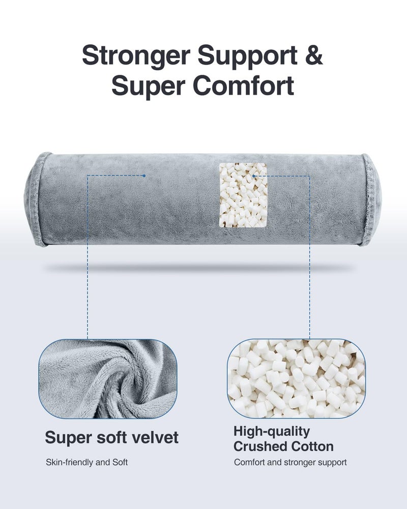 Luxtude Inflatable Neck Roll Pillow for Sleeping, Travel Cervical Pillow for Neck Pain Relief, Cylinder Support Pillows Round Bolster Pillows for Bed, Lumbar Roll, Legs, Back and Yoga (Grey-3.9in) - Image 5