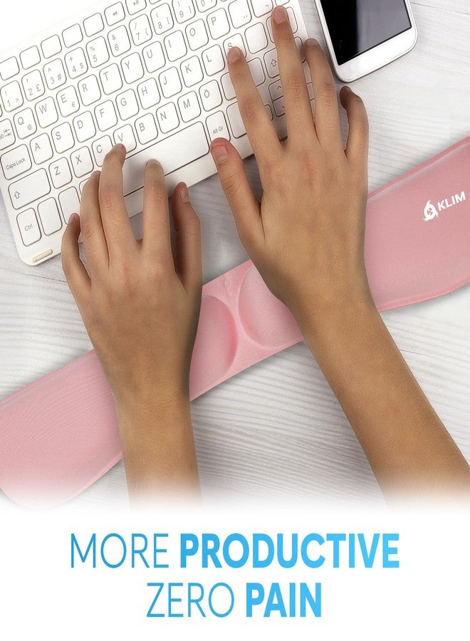 KLIM Mouse & Keyboard Wrist Rest Set - Silky Gel Memory Foam - Ergonomic Wrist Rest for Computer Keyboard, Wrist Pad for Keyboard + Wrist Rest for Mouse - for Gaming and Office - Pain Relief - Pink - Image 2
