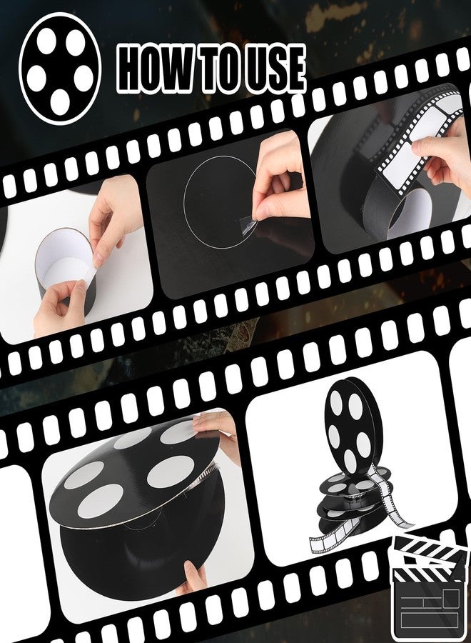 هونوسون مجموعة هونوسون المكونة من 4 قطع من بكرات الأفلام، زينة مركزية، دعائم سينمائية، ديكورات حفلات ذات طابع سينمائي، ديكور بكرة لحفلة ليلة مشاهدة الأفلام - Image 3