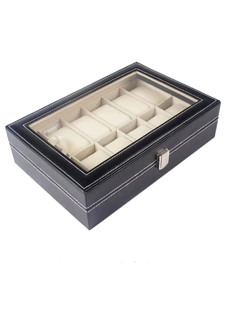 سكاي تاتش حافظة ساعة من جلد البولي يوريثان مكونة من 12 شبكة مع غطاء زجاجي ووسادة قابلة للإزالة - Image 2