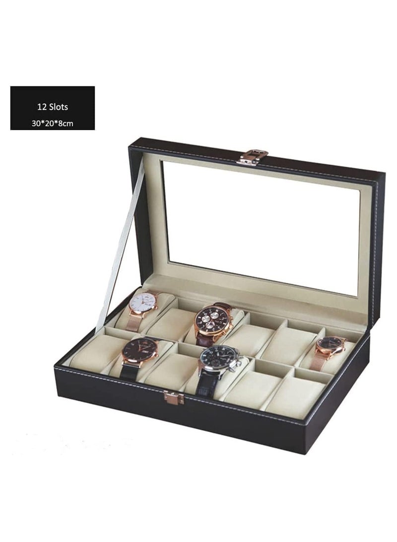 سكاي تاتش حافظة ساعة من جلد البولي يوريثان مكونة من 12 شبكة مع غطاء زجاجي ووسادة قابلة للإزالة - Image 3