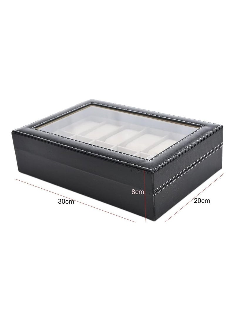 سكاي تاتش حافظة ساعة من جلد البولي يوريثان مكونة من 12 شبكة مع غطاء زجاجي ووسادة قابلة للإزالة - Image 4