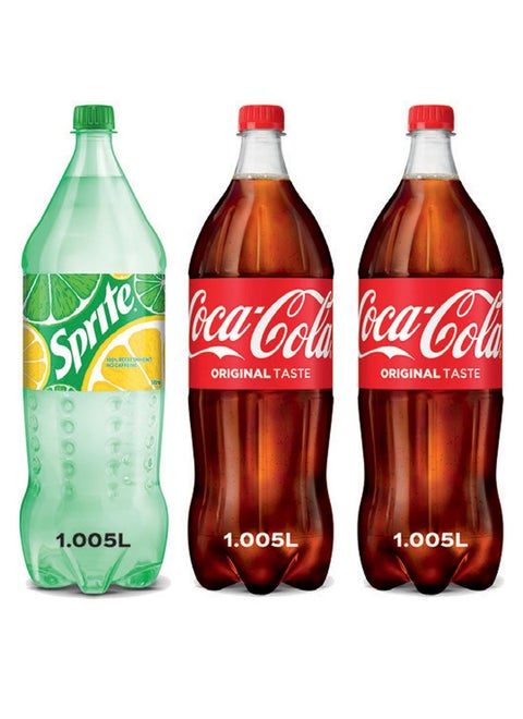 Assorted Soft Drinks ( Sprite + Original coke + Original coke) 3 x 1.005L