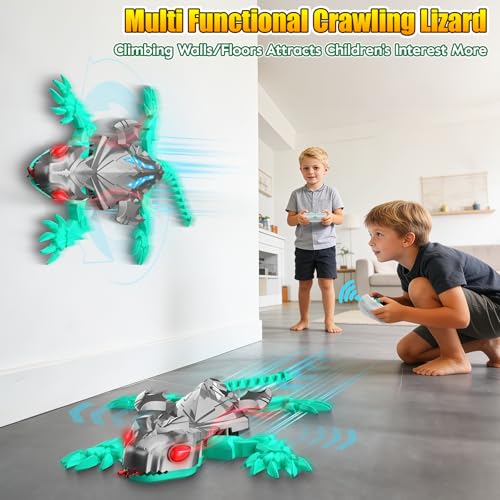 TWFRIC Wall Climbing Gecko Lizard The Rechargeable Remote Control Car Toy Exciting RC Crawlers for Kids Ages 6 Up Unlock Endless Fun Perfect for Halloween Christmas Birthday Gifts Grey - Image 5