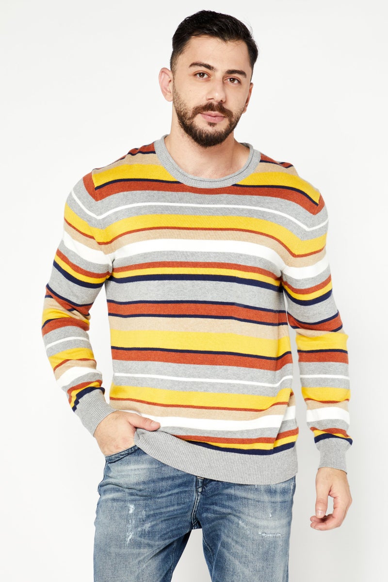 Club Room Men Crew Neck Long Sleeve Stripe Sweater, Multicolor - Image 1