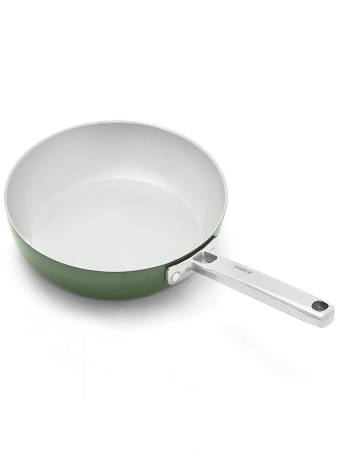 Ember Cookware Arcilla Ceramic Frying Pan 24cm | Non Stick Induction Cookware | Non Toxic Pan | ISI Certified | Ceramic Fry Pan for Cooking | Steel Handle | 5-Year Warranty | Green - Image 1