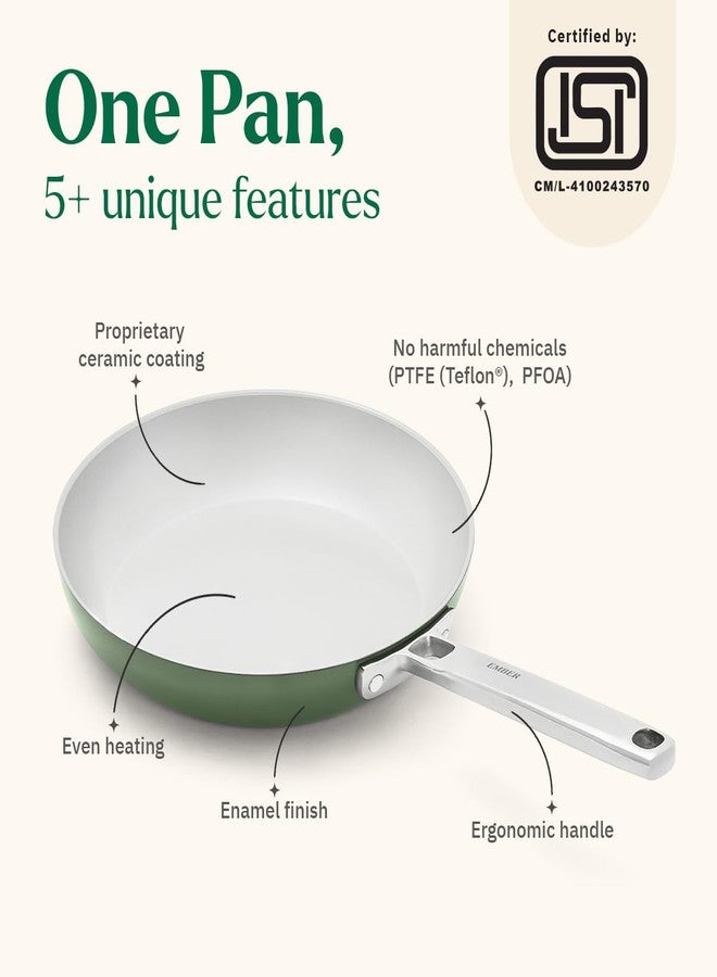 Ember Cookware Arcilla Ceramic Frying Pan 24cm | Non Stick Induction Cookware | Non Toxic Pan | ISI Certified | Ceramic Fry Pan for Cooking | Steel Handle | 5-Year Warranty | Green - Image 2