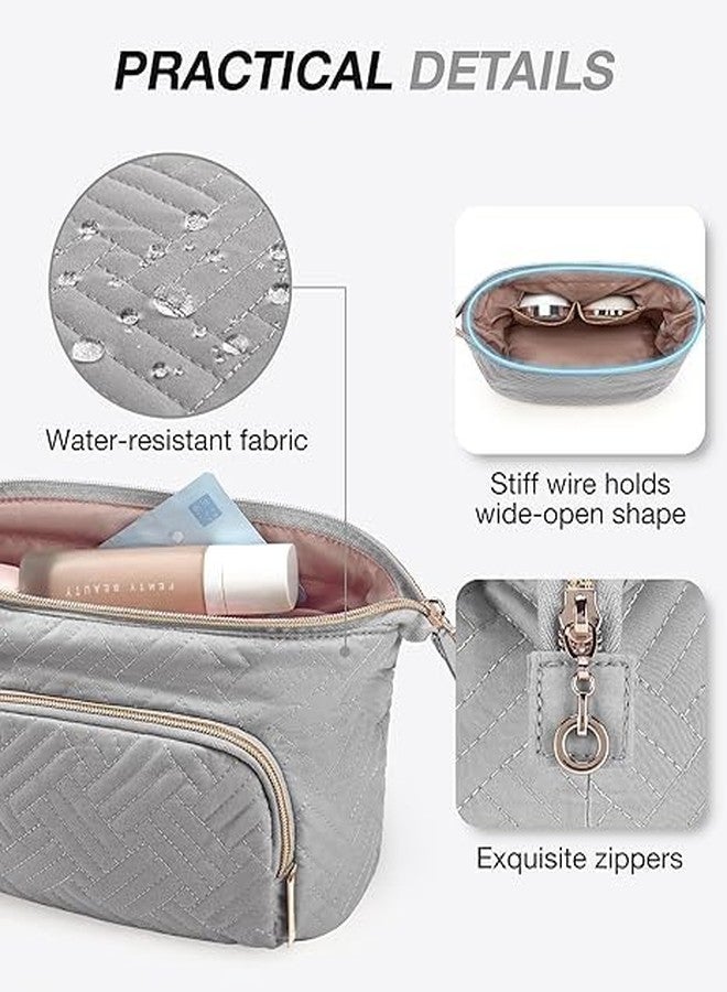 Lyrovo Makeup Organizer Bag Large Capacity Travel Make Up Bag for Cosmetics Vertical Storage Toiletry Bag for Skincare (LY-136-COB, Grey) - Image 4