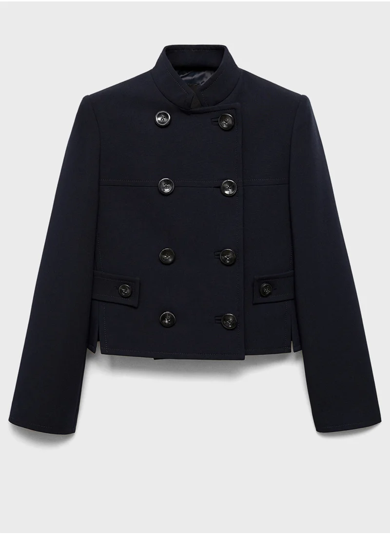 مانجو Double-Breasted Cropped Jacket