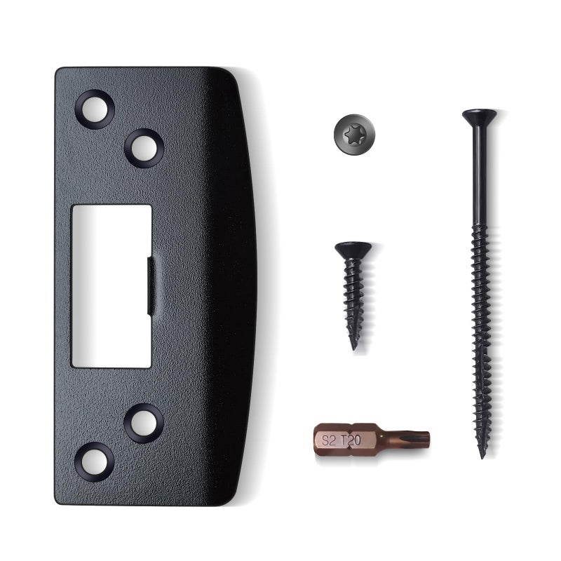 MOSECYOU Extra Large Door Strike Plate, Heavy Duty Version, Oversized Striker Plate, Reinforced Latch Guide Plate with Large Hole, Fix Door Won't Latch in, Cover Worn Jamb Slot (Matte Black, 1 Pack) - Image 1