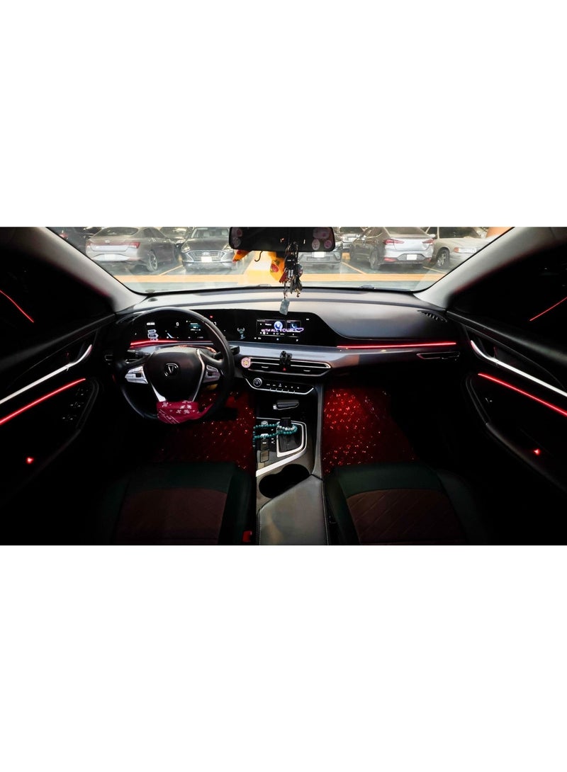 طقم إضاءة LED ليد داخلية للسيارة RGB بطول 7 متر مع تحكم عبر التطبيق USB وإضاءة محيطية - Image 2