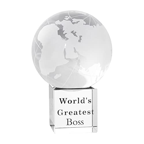 LONGWIN LONGWIN Worlds Greatest Boss 276 Crystal Globe Awards  Unique Gifts for Boss on Bosses Day Birthday Christmas Thanks Giving Day 