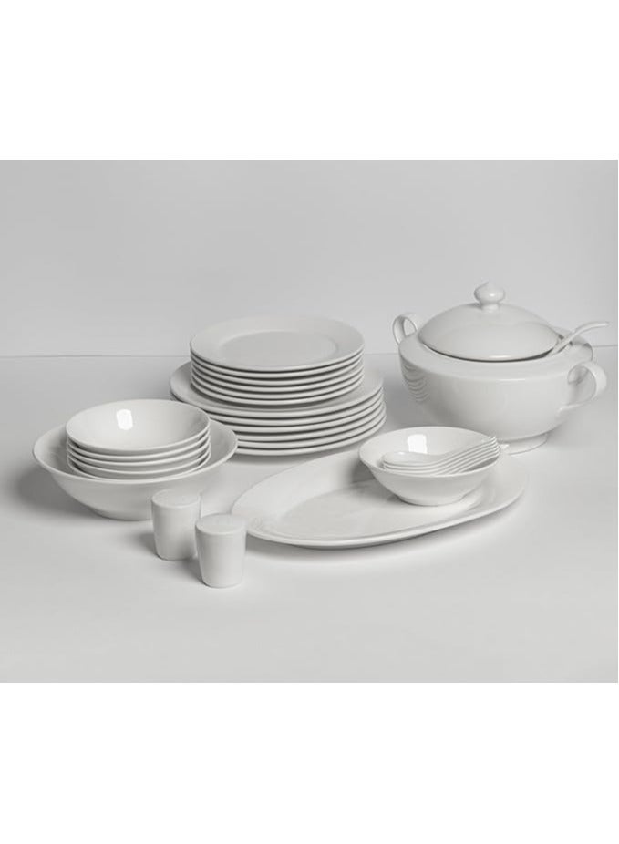 White Premium Porcelain Dinner Set For 6 People | Serving Utensils (54 Pieces) - Image 2