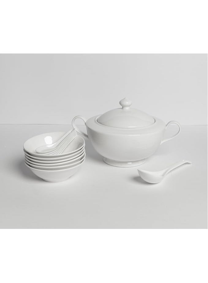 White Premium Porcelain Dinner Set For 6 People | Serving Utensils (54 Pieces) - Image 5