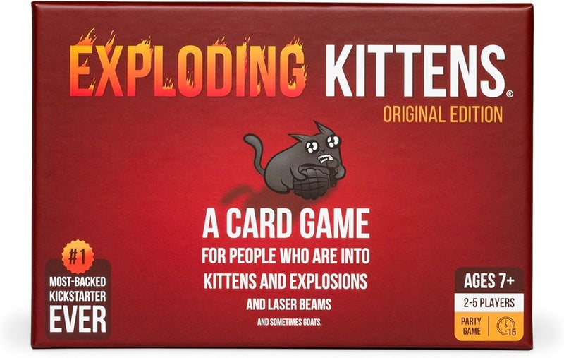 Exploding Kittens LLC Exploding Kittens Original Edition - Hilarious Game for Family Game Night - Funny Card Games for Ages 7 and Up - 56 Cards - 2-5 Players - 15 Minutes of Play - Image 1