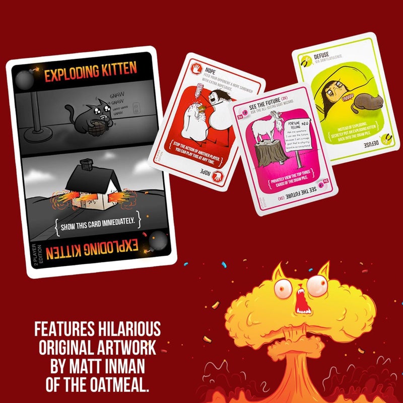 Exploding Kittens LLC Exploding Kittens Original Edition - Hilarious Game for Family Game Night - Funny Card Games for Ages 7 and Up - 56 Cards - 2-5 Players - 15 Minutes of Play - Image 4