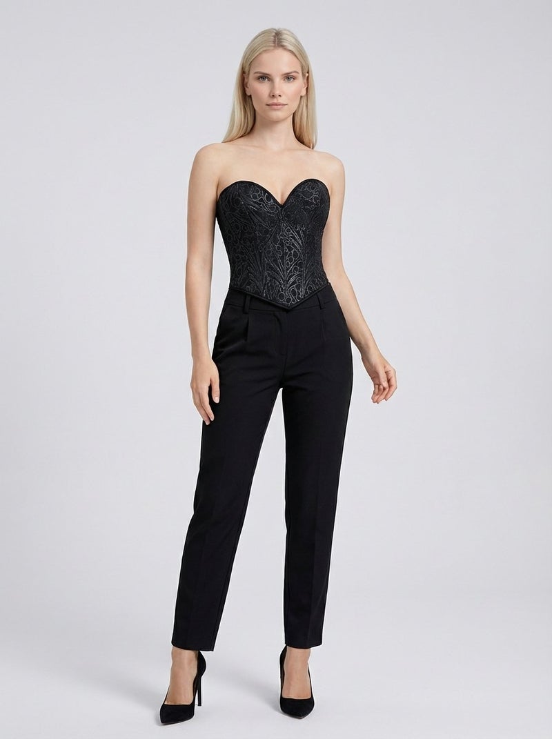 لاريسافيرولين بلوزة كورسيه من الساتان بدون حمالات - أسود عتيق - Image 2