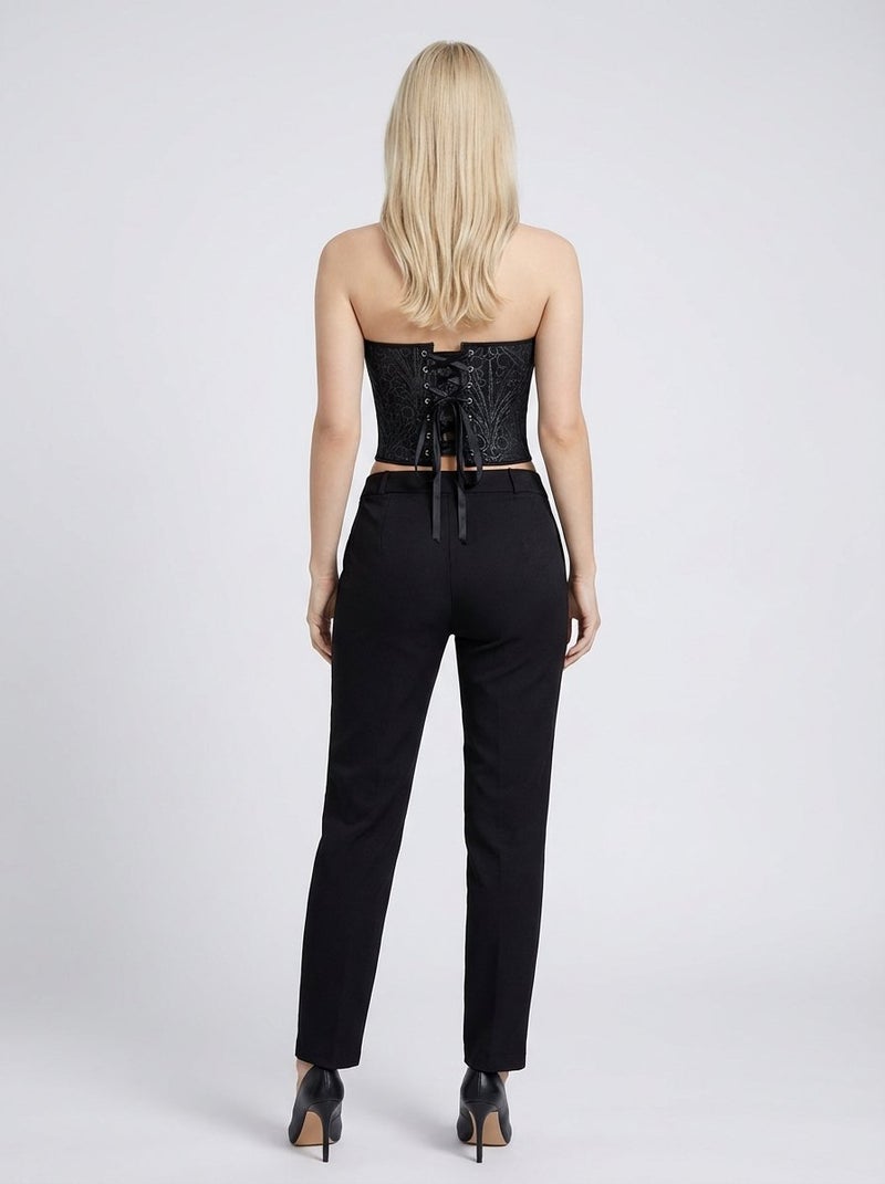 لاريسافيرولين بلوزة كورسيه من الساتان بدون حمالات - أسود عتيق - Image 5