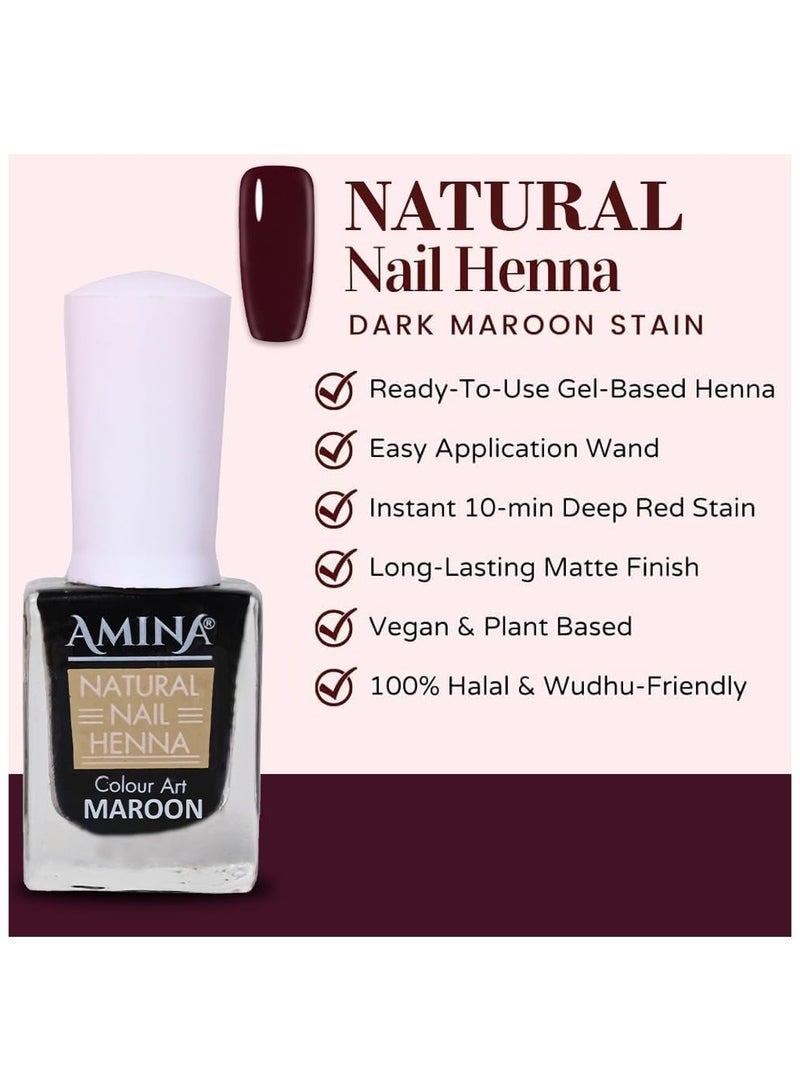 Amina Instant Nail Henna Polish Mehendi Bottle | Vegan & Halal Nail Polish For Women & Girls | Without Chemicals | Long Lasting | Ready To Use Maroon Colour Stain | - Image 4